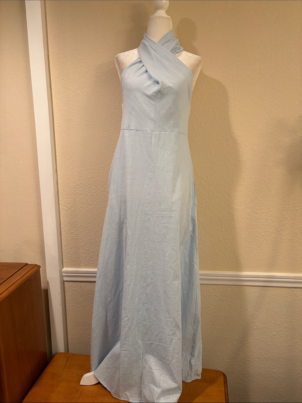 Light Blue Halter Maxi Dress - - Picture 2 of 15